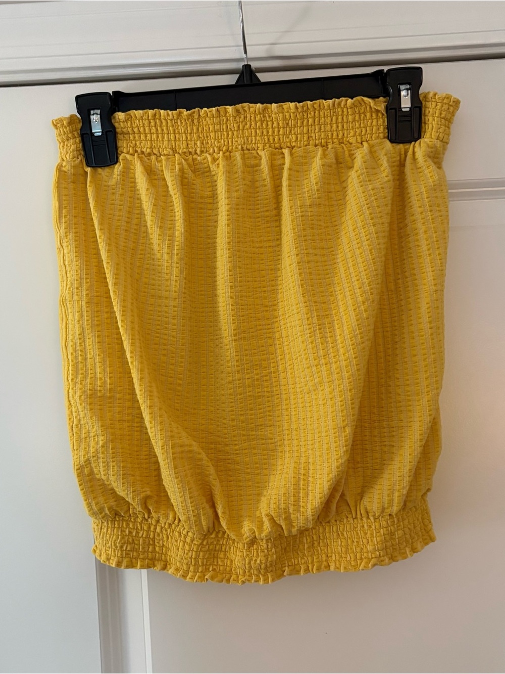 Anthropologie Women’s Yellow Smocked Elastic-Hem Strapless Tank Top